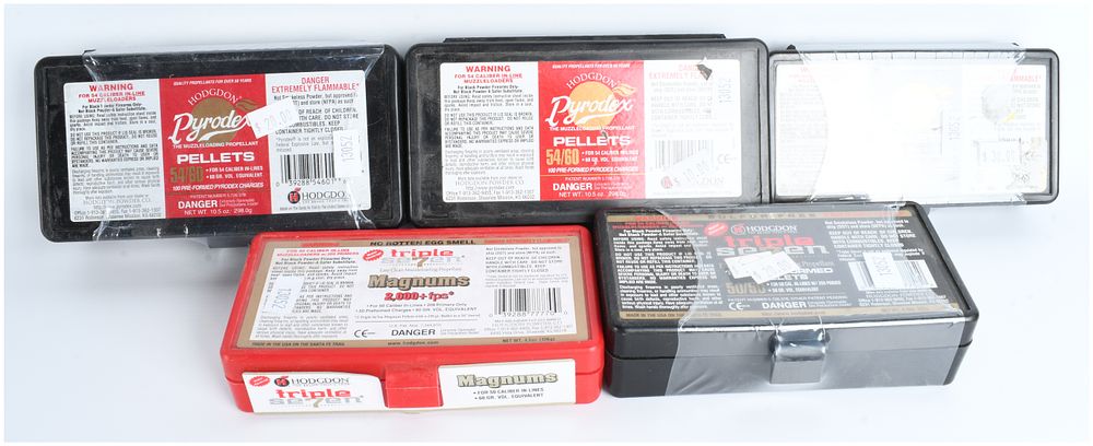 Lot 149: A Lot of 5 Cases of Hodgdon Muzzleloading Propellant Pellets .50 and .54 Caliber