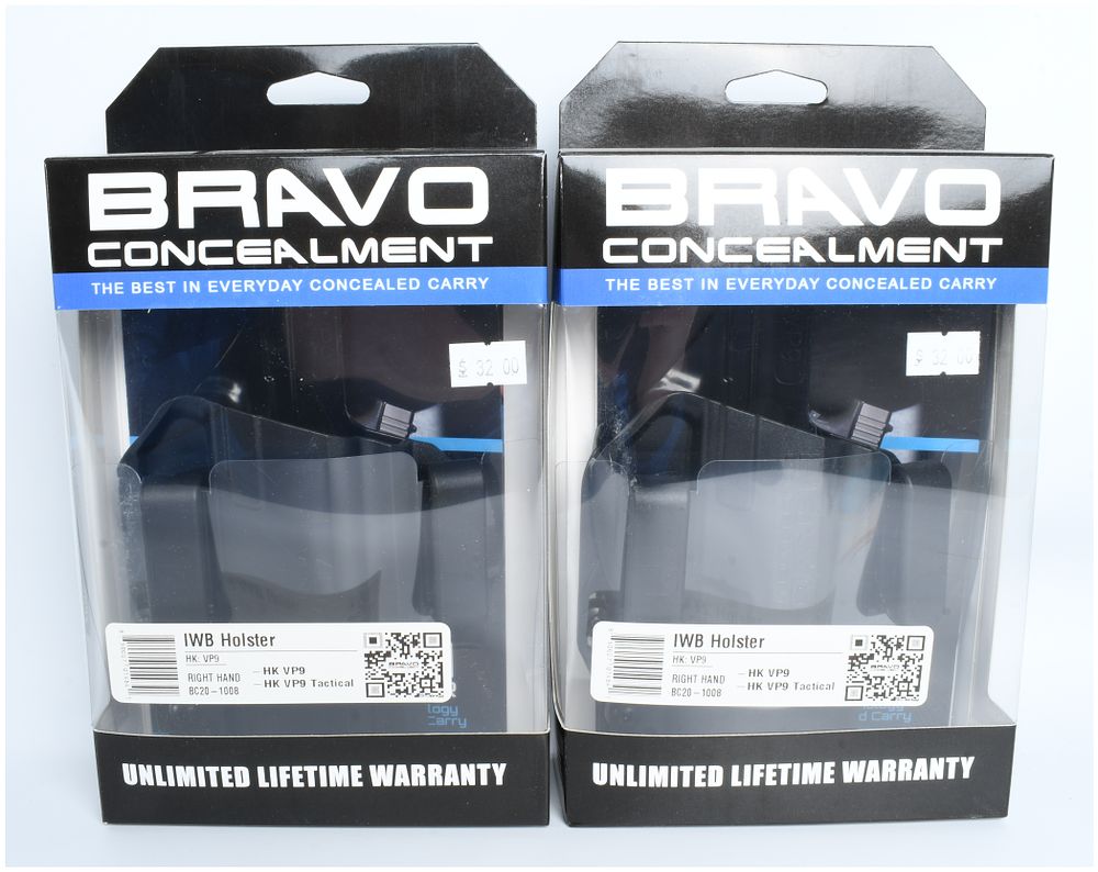 Lot 272: A Pair of Bravo Concealment IWB Holsters for Heckler & Koch VP9 and VP9 Tactical