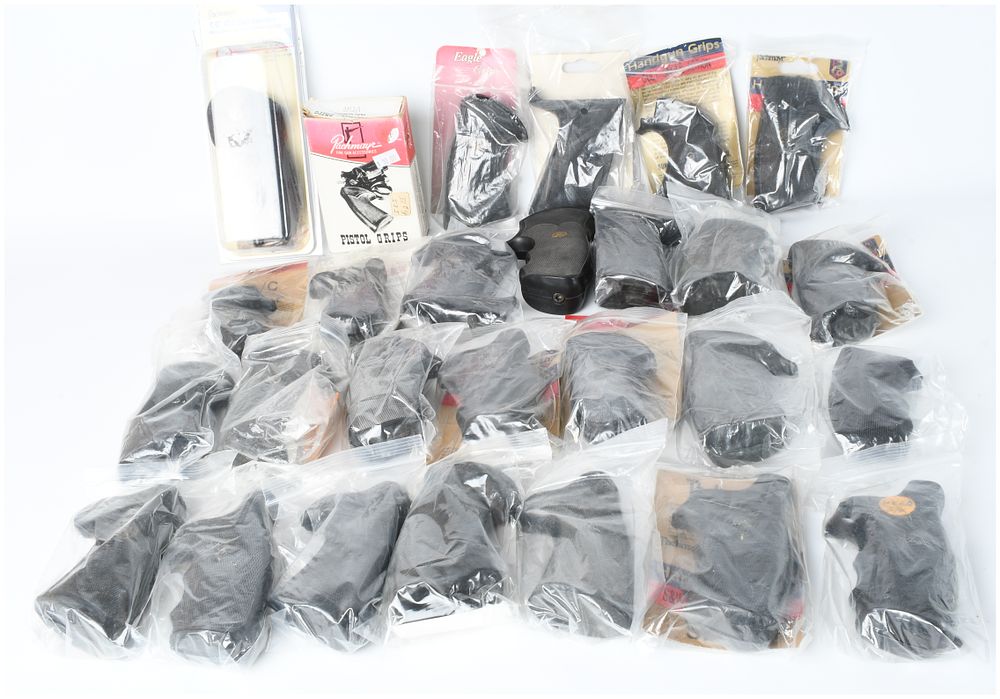 Lot 329: A Collection of 27 Handgun Grips and Grip Sets Including Pachmayr and Eagle Grips