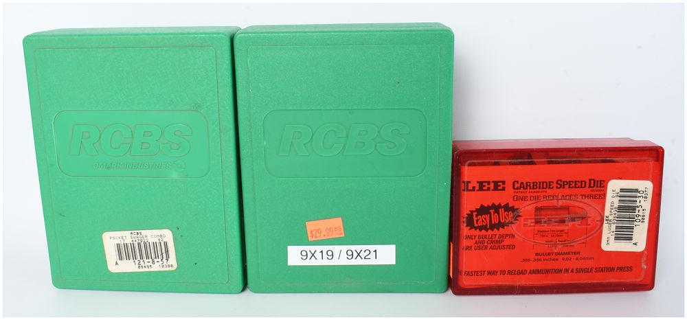 Lot 335: A Trio of Ammunition Reloading Tool Sets by RCBS and Lee Precision
