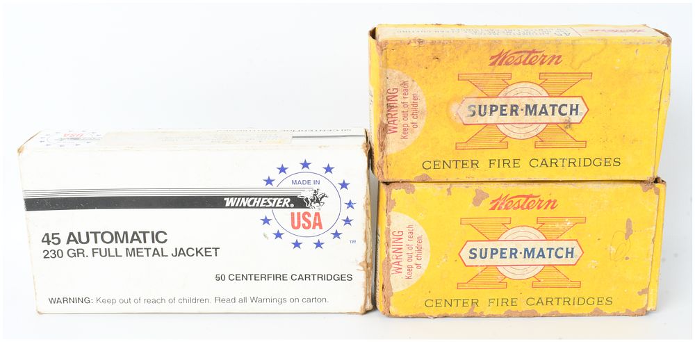 Lot 385: A Lot of 118 Rounds of Winchester and Western .45 Automatic Ammunition