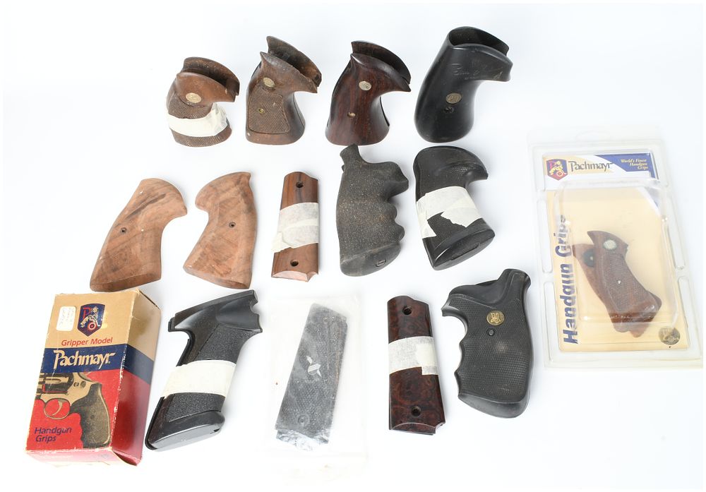 Lot 415: A Collection of 15 Smith and Wesson and Pachmayr Handgun Grips and Accessories