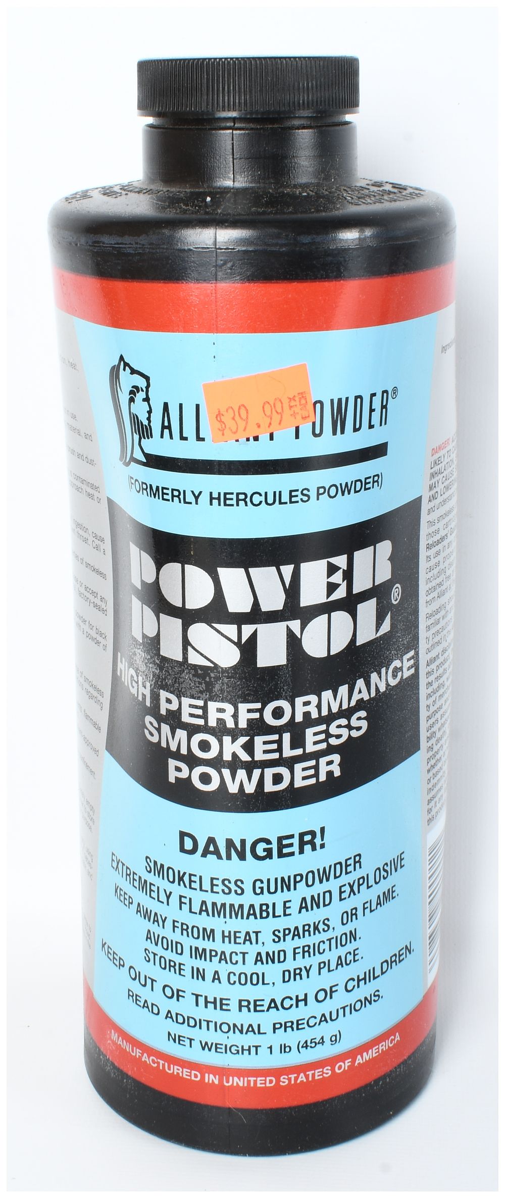 Lot 425: Alliant Powder Power Pistol Smokeless Gunpowder 1 lb 1999