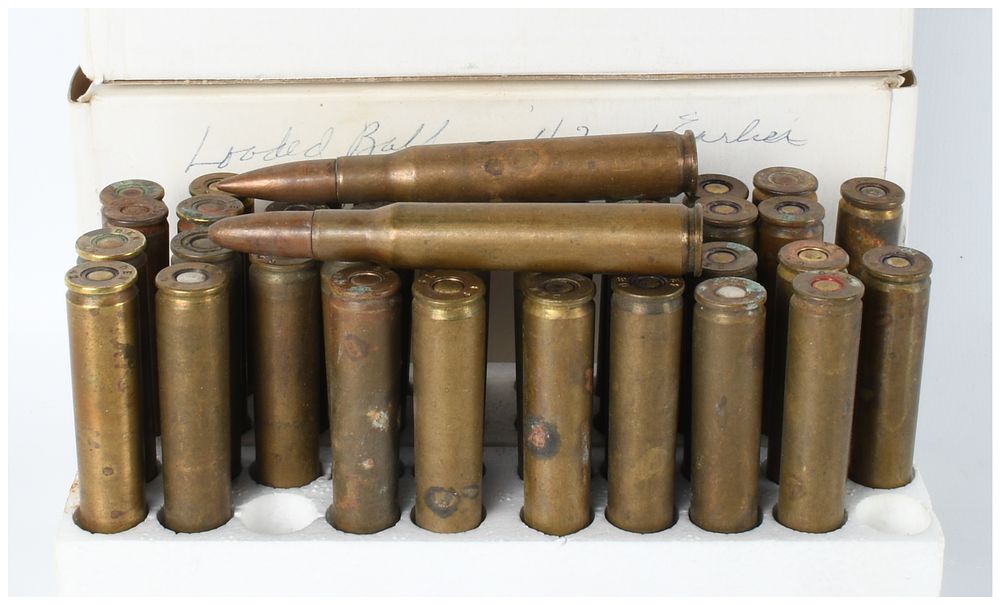 Lot 557: A Lot of 38 Rounds of Denver and Saint Louis Ordnance Plant .50 BMG Ammunition 1942-1943