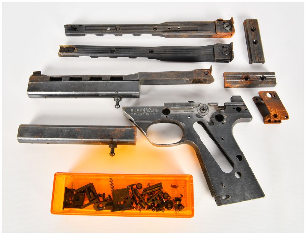 Lot 564: High Standard Supermatic Citation and The Victor Semi-Automatic Pistol Parts .22 LR for Parts/Repair