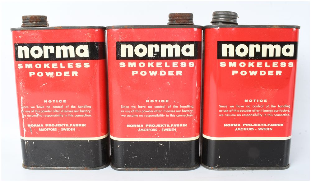 Lot 583: A Trio of Norma 200 Smokeless Powder Tins