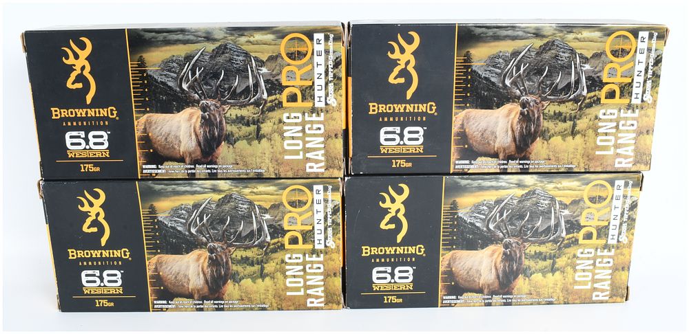Lot 1063: A Lot of 4 Boxes of Browning Long Range Pro Hunter Ammunition 6.8 Western