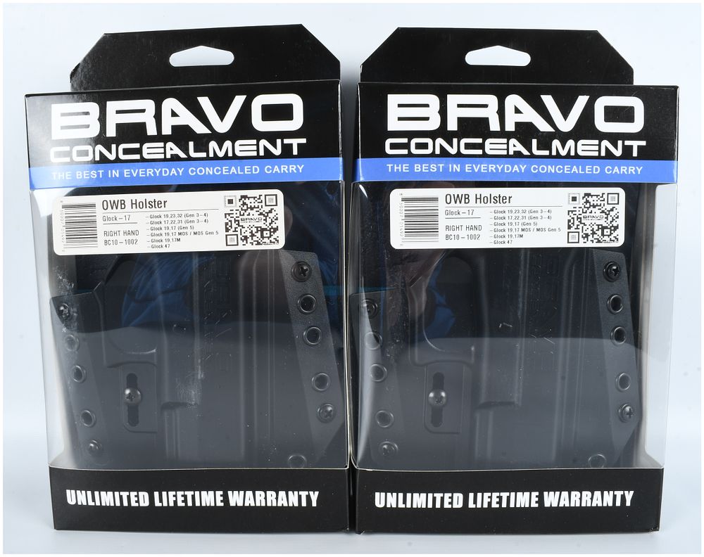 Lot 1151: A Pair of Bravo Concealment BC10-1002 OWB Holsters for Glock Handguns