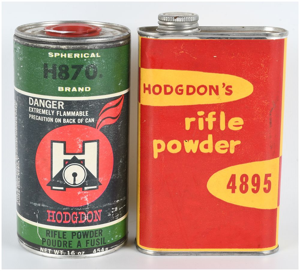 Lot 1178: A Pair of Hodgdon H870 and 4895 Rifle Powder Containers