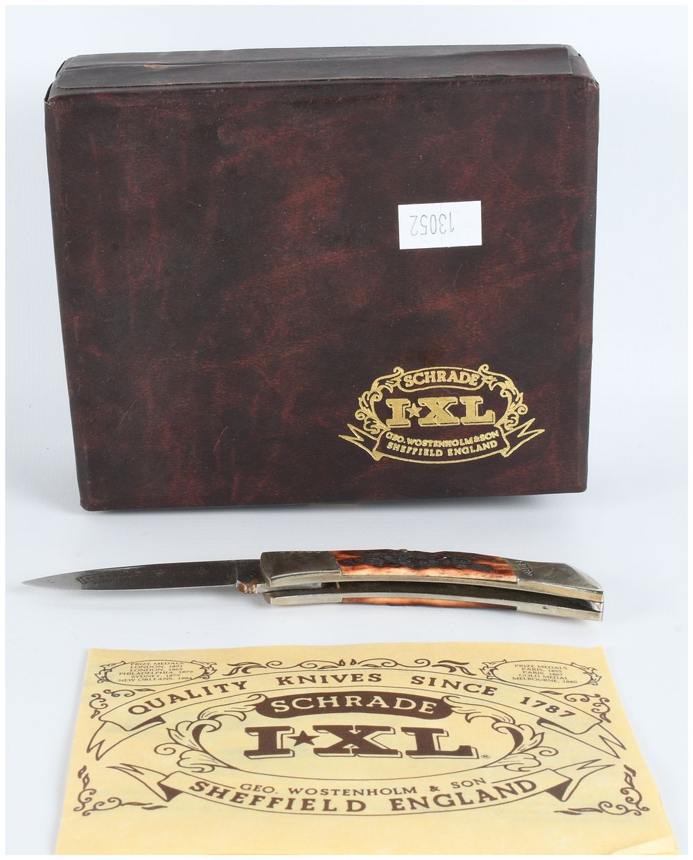 Lot 1262: Schrade Wostenholm IXL Sheffield England Bone Lockback Pocket Knife
