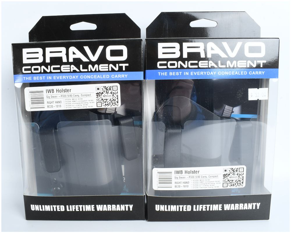 Lot 1271: A Pair of Bravo Concealment BC20-1010 IWB Holsters for Sig Sauer P320 9mm/.40 S&W