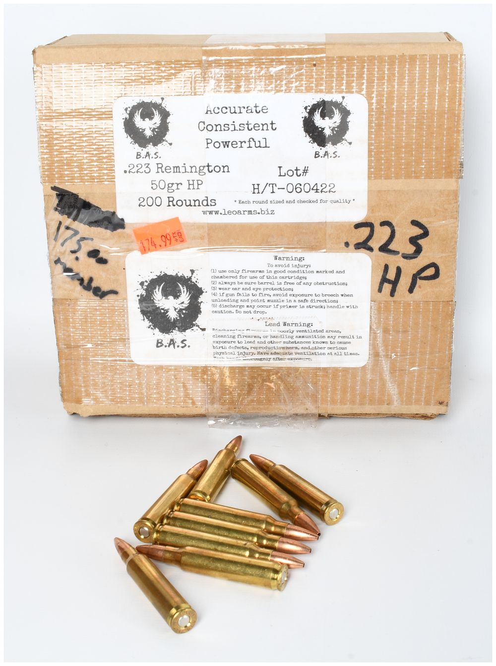 Lot 1273: A Lot of 200 Rounds of B.A.S. .223 Remington 50 Grain Hollow Point Ammunition