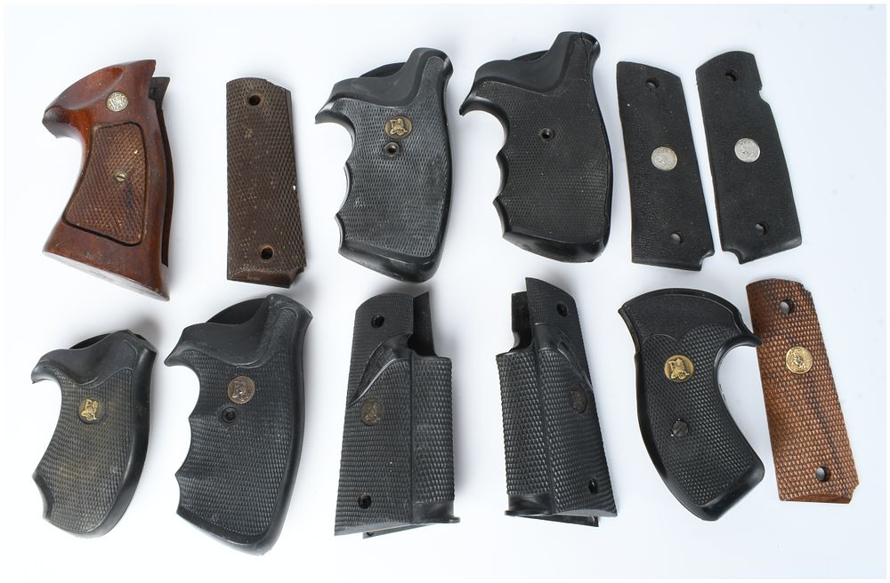 Lot 1283: An Assortment of Handgun Grips and Panels Including Pachmayr Signature, Colt, and Smith and Wesson