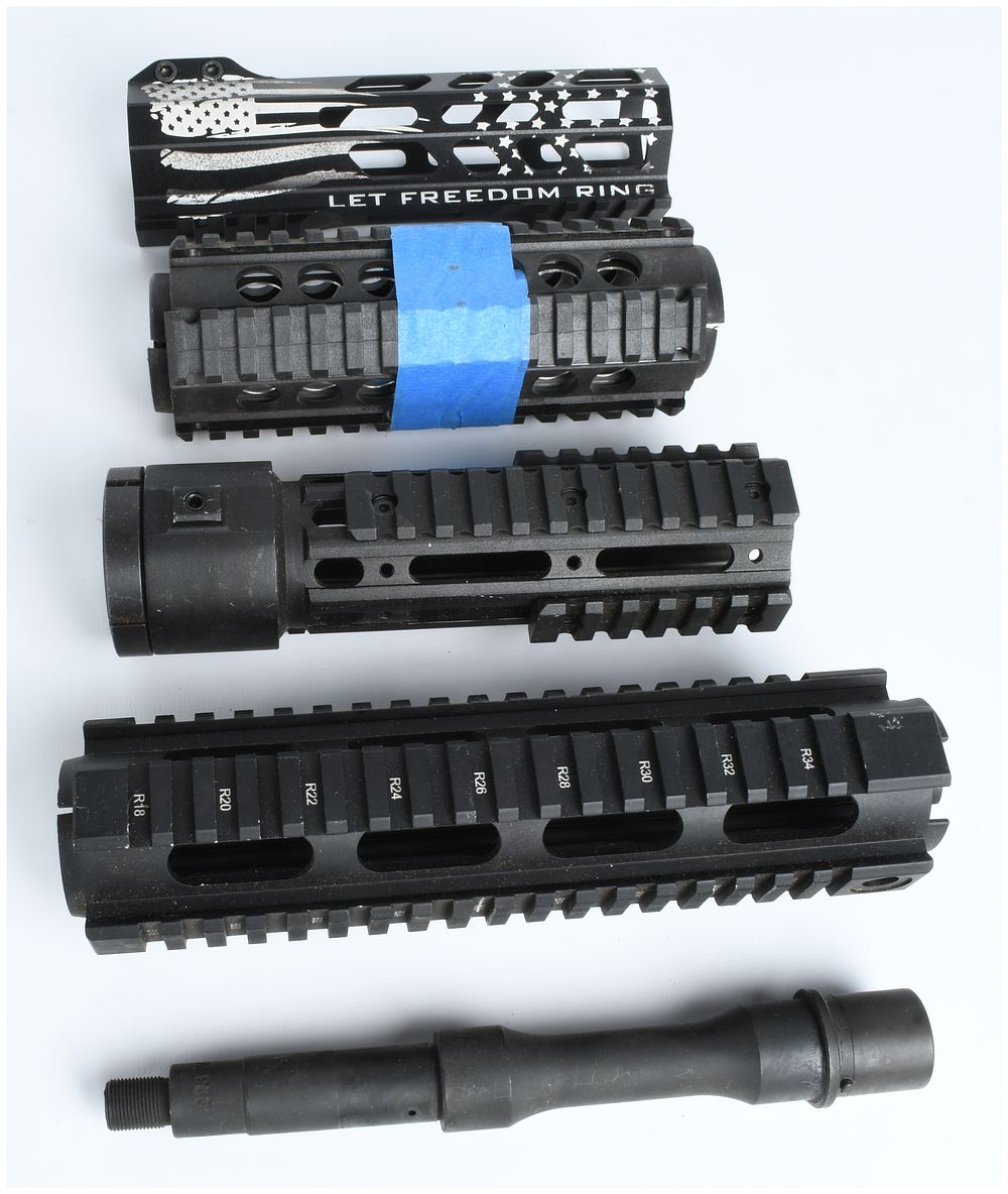 Lot 1286: A Collection of 4 AR-15 Style Handguards and a .223 Wylde Barrel