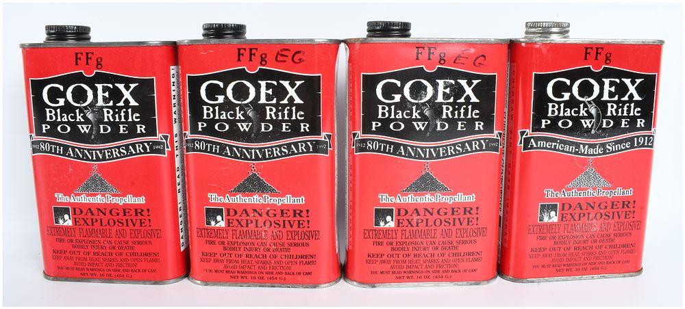 Lot 1312: A Lot of 4 One Pound Cans of GOEX FFg Black Rifle Powder