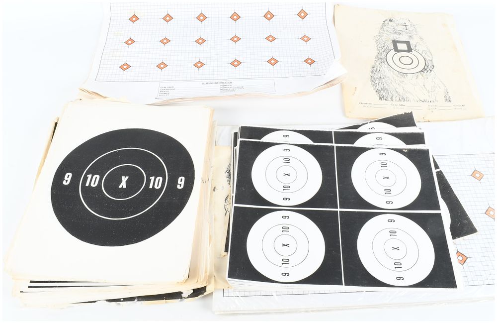 Lot 1357: An Assortment of Vintage and Contemporary Paper Shooting Targets Including NRA Style and Load Development Varieties