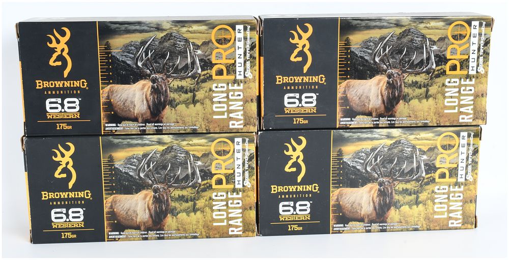 Lot 1363: A Lot of 4 Boxes of Browning Long Range Pro Hunter Ammunition 6.8 Western