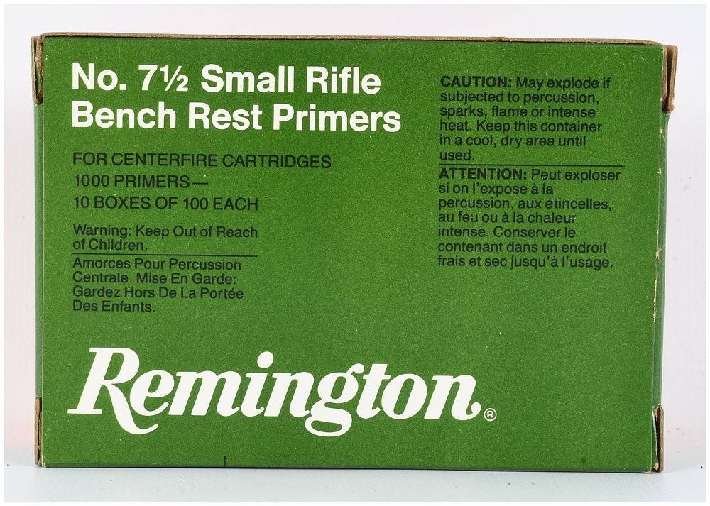 Lot 1369: Remington No. 7 1/2 Small Rifle Bench Rest Primers 1000 Count