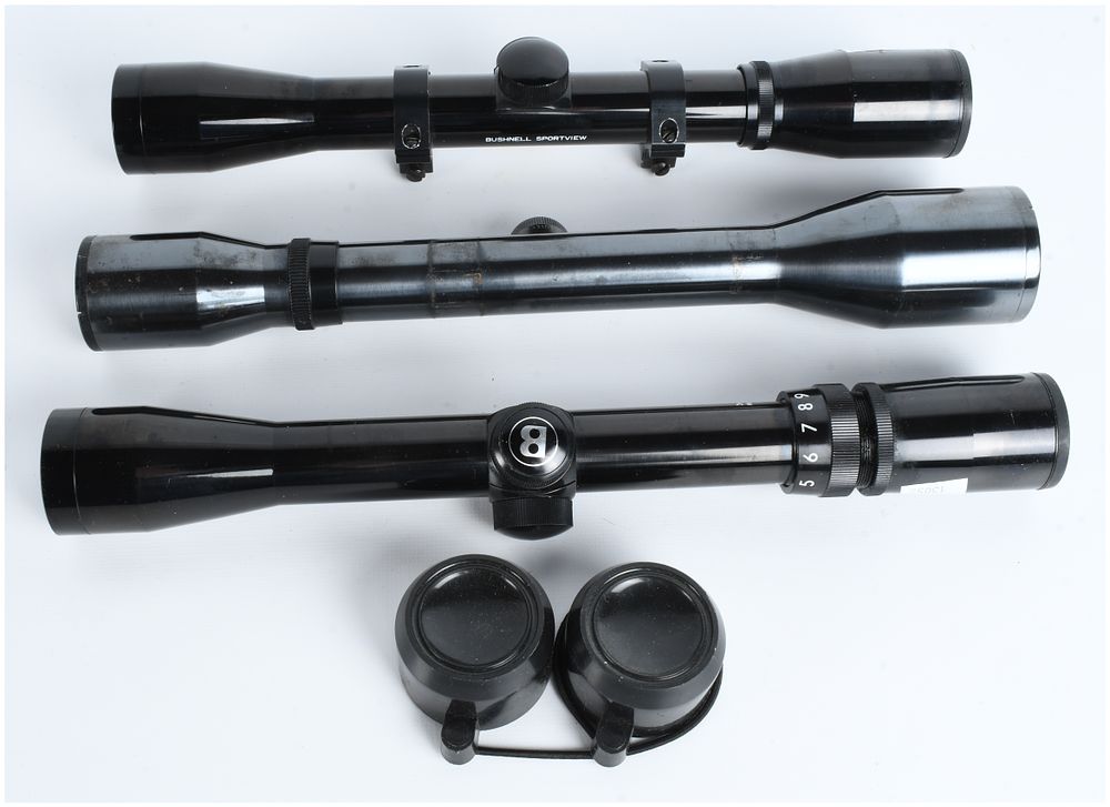 Lot 1382: A Trio of Bushnell and Unmarked Rifle Scopes