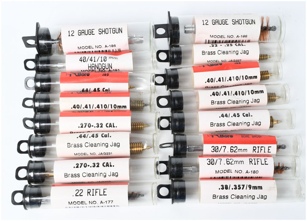 Lot 1403: A Collection of 16 Kleen-Bore Phosphor Bronze Bore Brushes and Brass Cleaning Jags