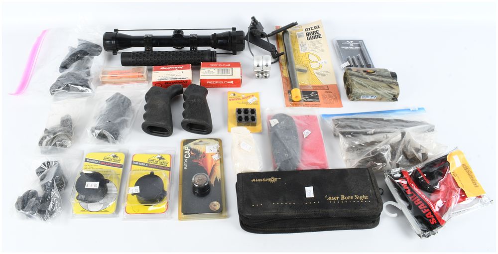 Lot 1412: A Collection of 25 Firearm Accessories and Maintenance Tools including Optics and Rangefinder