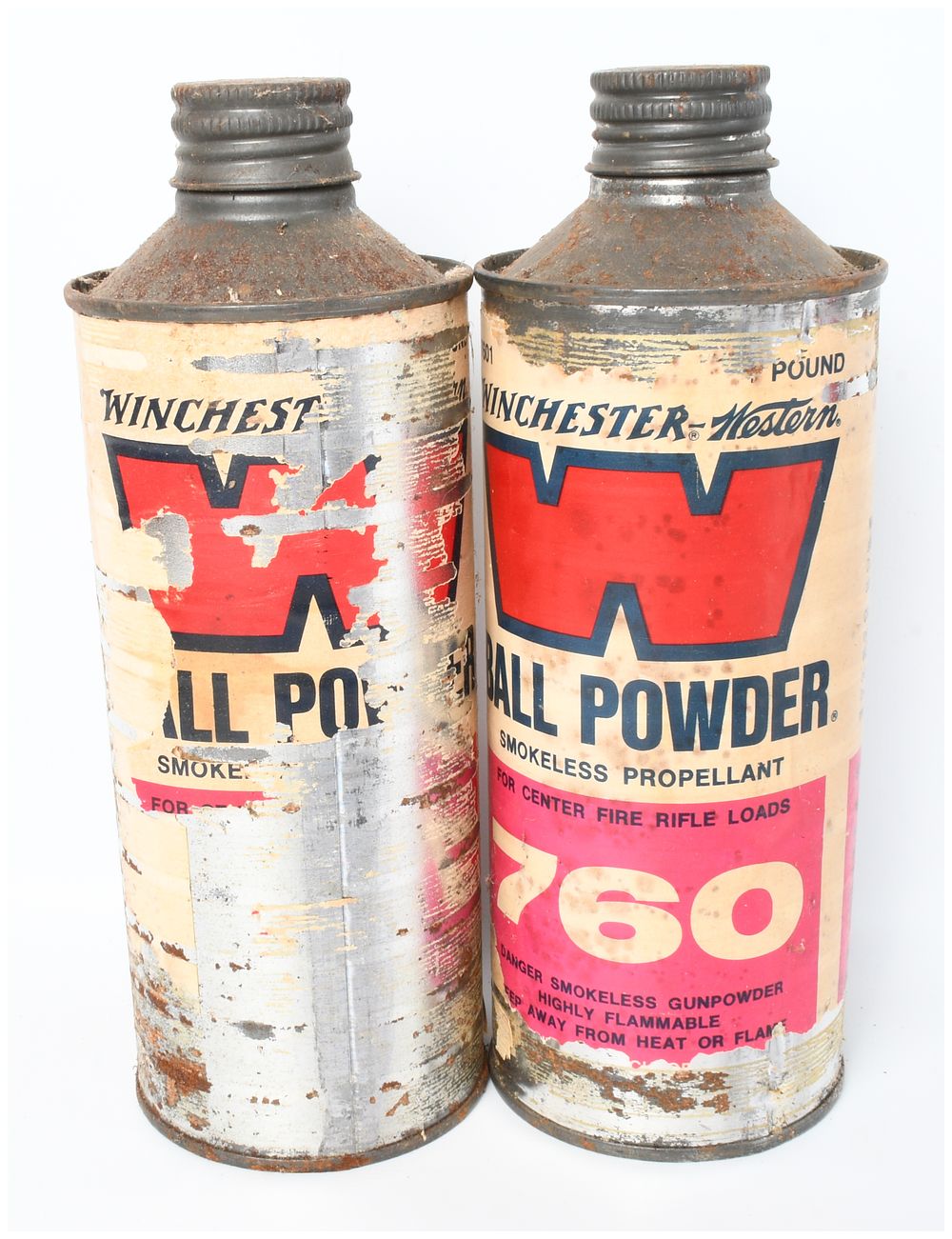 Lot 1462: A Pair of Winchester-Western 760 Ball Powder Smokeless Propellant Canisters