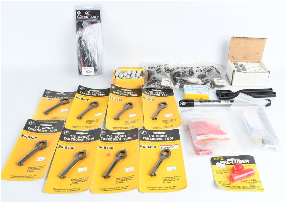 Lot 1478: A Collection of Thompson/Center Arms and Knight Rifles Muzzleloading Accessories