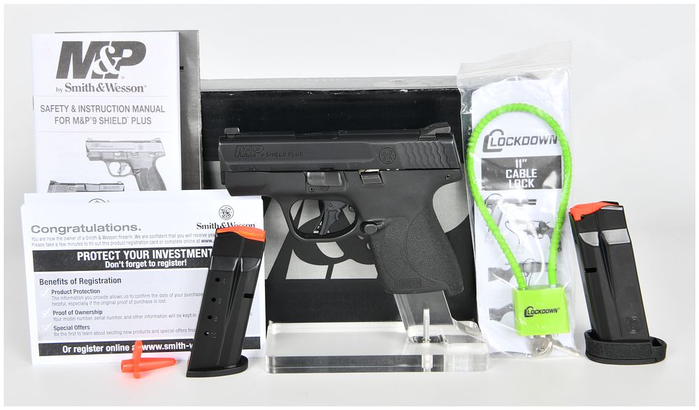 Lot 1503: Smith & Wesson M&P9 Shield Plus Striker-Fired Pistol 9mm with 3.125 Inch Barrel