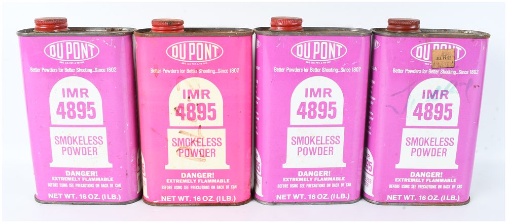 Lot 1558: A Lot of 4 DuPont IMR 4895 Smokeless Powder Cans