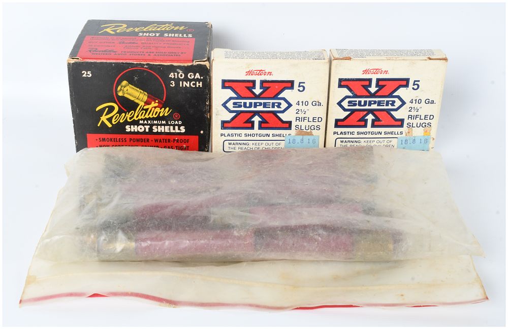 Lot 1571: A Lot of 47 Rounds of Revelation and Western Super-X Shotgun Ammunition .410 Gauge