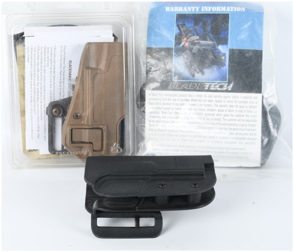 Lot 1595: A Trio of Handgun Holsters including Blackhawk CQC Serpa and Blade-Tech Models
