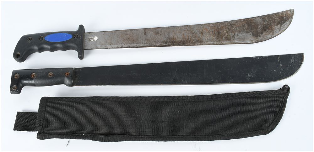 Lot 1598: Two Fixed-Blade Machetes with Nylon Sheath