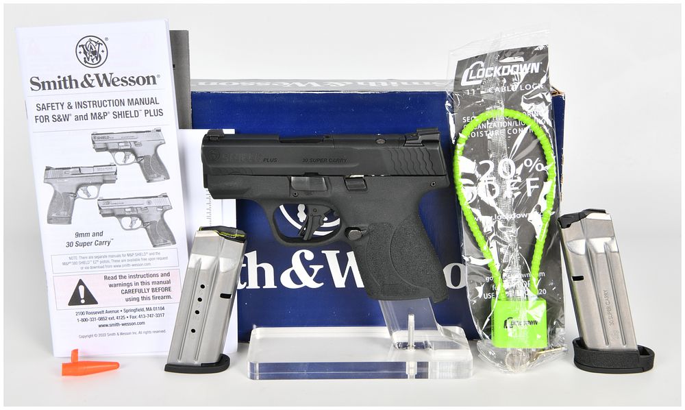 Lot 252: Smith & Wesson M&P Shield Plus Semi-Automatic Pistol .30 Super Carry with 3.125 Inch Barrel