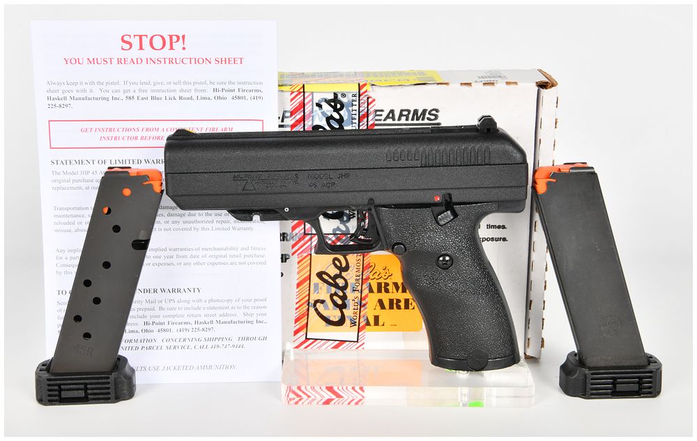 Lot 1287: Hi-Point Firearms Model JHP Semi-Automatic Pistol .45 ACP with 4.5 Inch Barrel