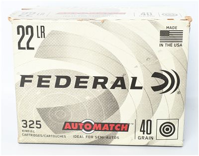 A Lot of 325 Federal AutoMatch Ammunition .22 Long Rifle. This lot consists of 325 rounds of 