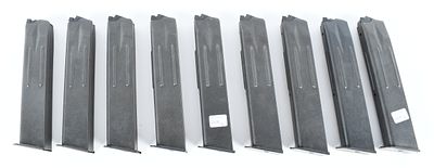 A Lot of 9 Glock Pattern High Capacity 9mm Luger Magazines. This lot consists of 9 Glock pattern 