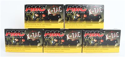 A Lot of 100 PMC X-TAC Ammunition 5.56 NATO. This lot consists of 100 rounds of PMC X-TAC 5.56 