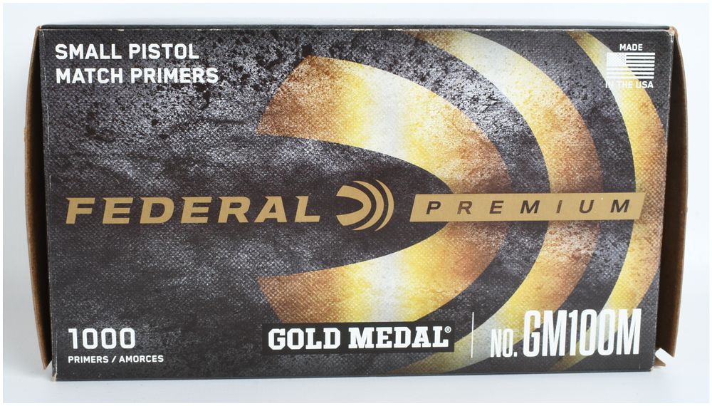 Lot 92: A Lot of 1000 Federal Premium Gold Medal Small Pistol Match Primers No. GM100M