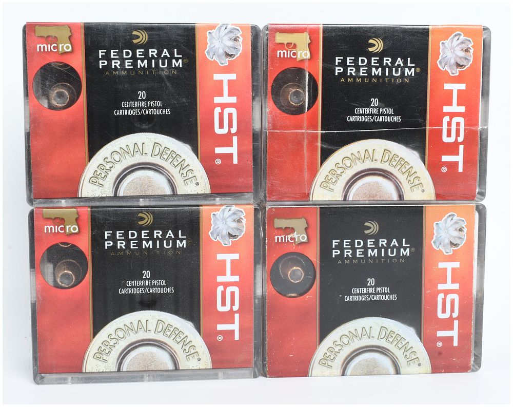 Lot 130: A Lot of 80 Rounds of Federal Premium Personal Defense HST Micro 9mm Luger Ammunition