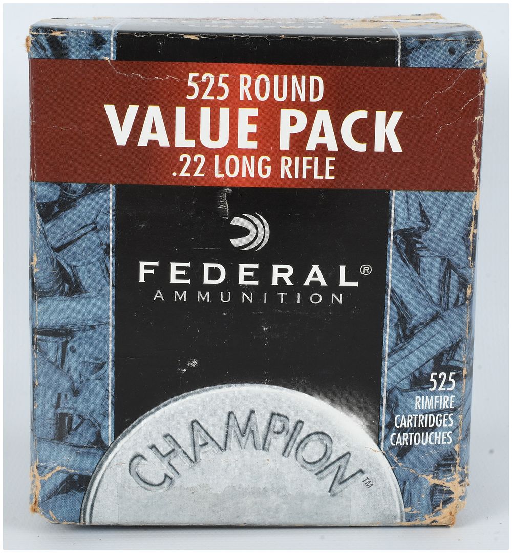 Lot 136: Federal Champion .22 Long Rifle Ammunition 525 Rounds