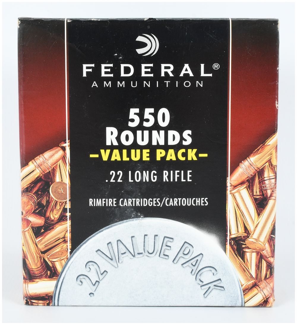 Lot 163: Federal Ammunition Value Pack 550 Rounds .22 Long Rifle