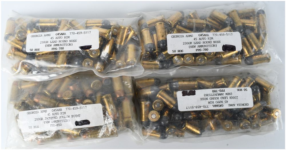 Lot 172: A Lot of 200 Rounds Georgia Arms 45 Auto Rim Ammunition