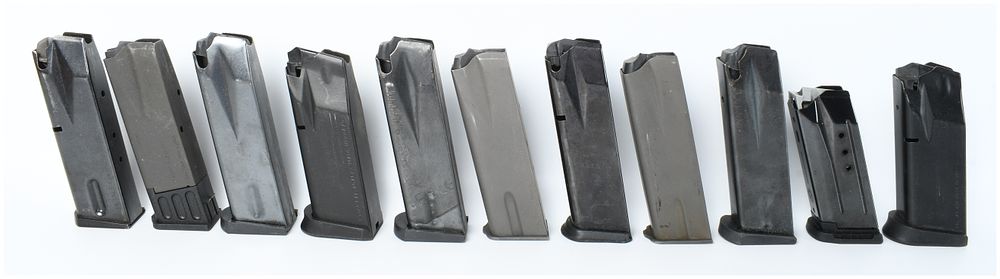 Lot 185: A Lot of 11 Assorted Semi-Automatic Handgun Magazines