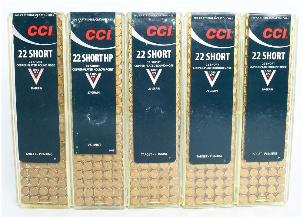 Lot 268: CCI .22 Short Rimfire Ammunition Lot of 500 Rounds