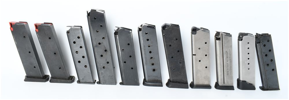 Lot 275: A Lot of 11 Semi-Automatic Pistol Magazines .45 ACP and 9mm