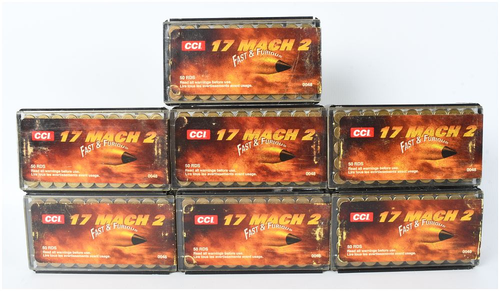 Lot 298: A Lot of 350 Rounds of CCI 17 Mach 2 Rimfire Ammunition