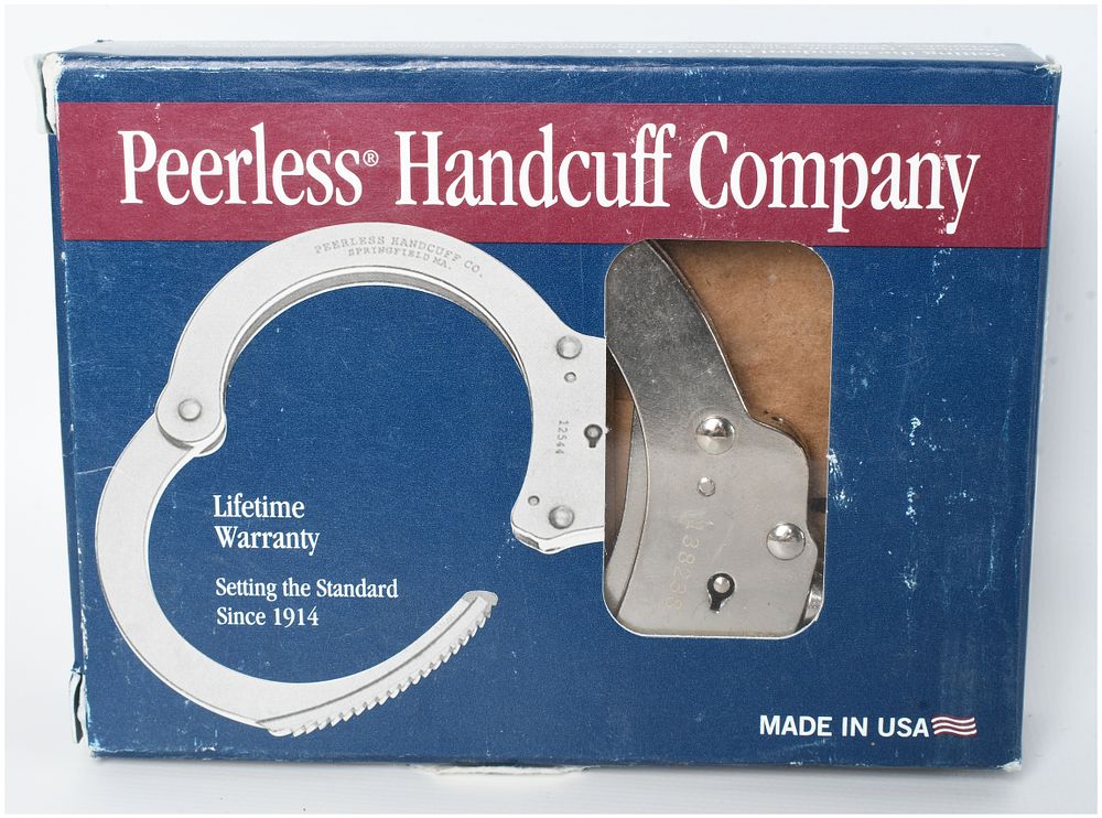 Lot 356: Peerless Handcuff Company Model 702C-6X Oversized Chain Link Handcuffs with Original Box