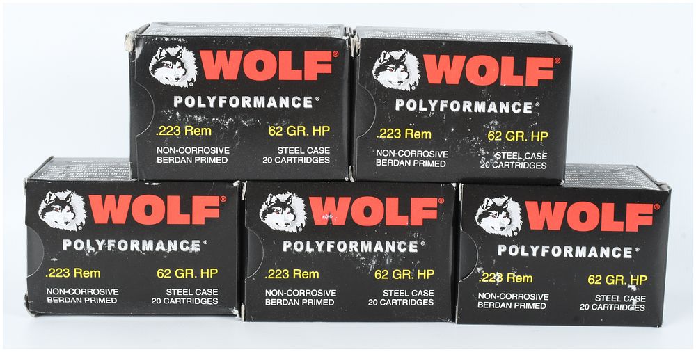 Lot 373: Wolf Polyformance .223 Remington Ammunition 100 Cartridges
