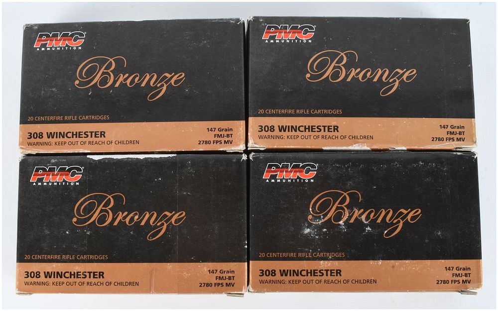 Lot 376: A Lot of 80 Rounds of PMC Bronze Ammunition .308 Winchester 147 Grain FMJ-BT