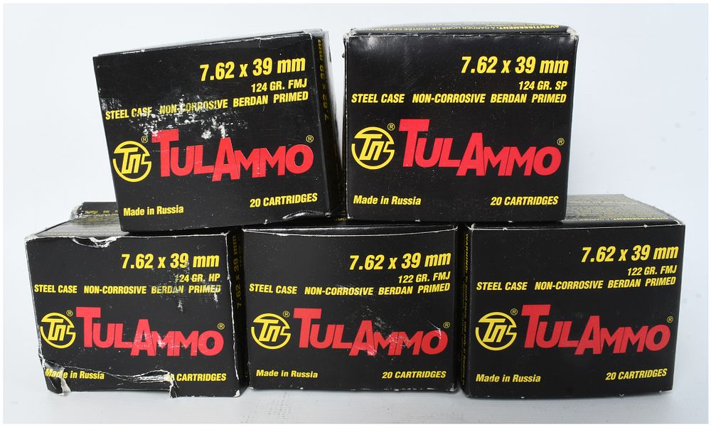 Lot 379: A Lot of 100 Rounds of TulAmmo 7.62x39mm Ammunition